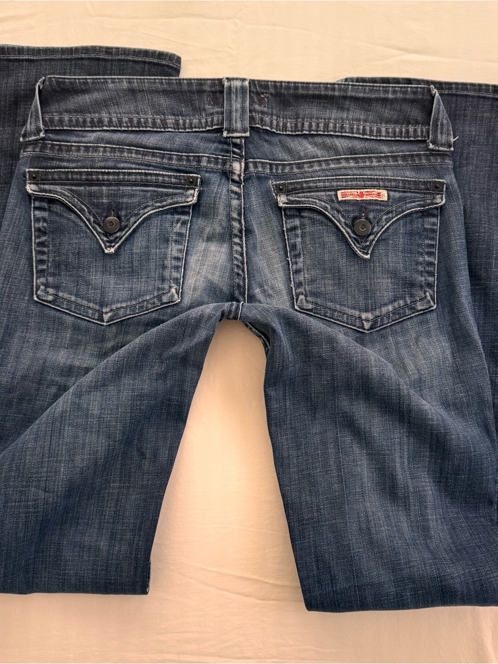 Y2K dark wash Hudson low rise bootcut jeans in navy blue